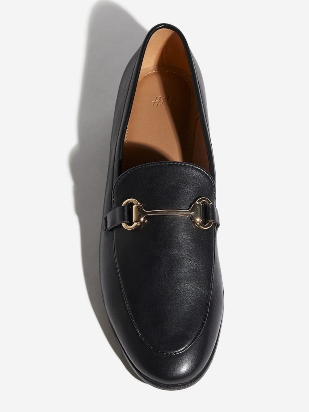 H&M Black Loafers with Gold Horsebit Accent